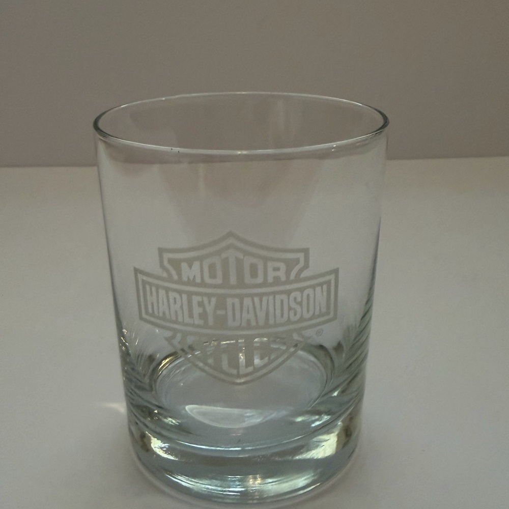 Vintage Harley Davidson Etched Crystal Bourbon Glass